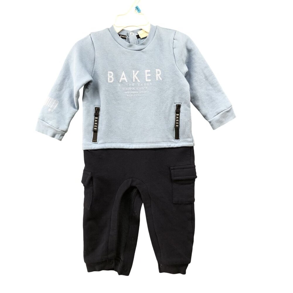 Baker Ted Baker Baby 9-12M Jumpsuit Sweatsuit Blue Fleece Winter‎ One Piece